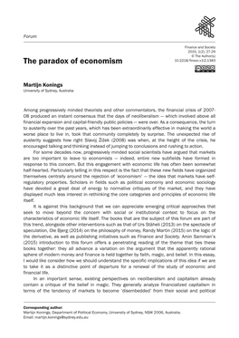 The Paradox of Economism 10.2218/Finsoc.V1i2.1383