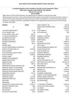 Bills Paid by Payee Second Quarter Fiscal Year 20/21