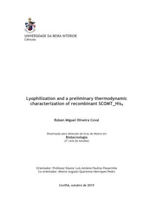 Lyophilization and a Preliminary Thermodynamic Characterization of Recombinant SCOMT His6