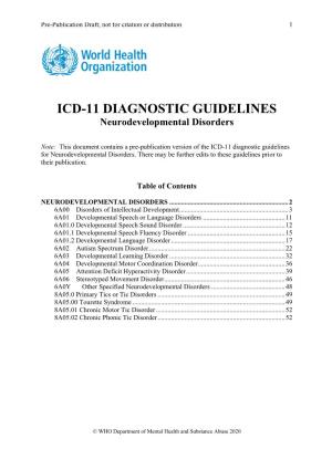ICD-11 DIAGNOSTIC GUIDELINES Neurodevelopmental Disorders