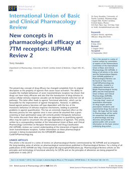 New Concepts in Pharmacological Efficacy at 7TM Receptors: IUPHAR