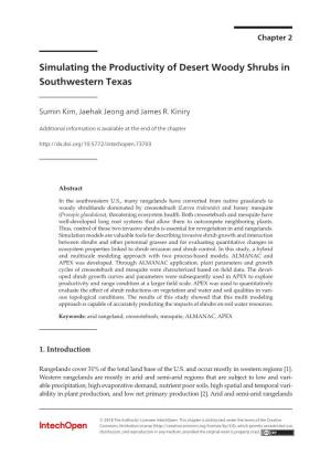 Simulating the Productivity of Desert Woody Shrubs in Southwestern Texas