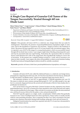 A Single Case Report of Granular Cell Tumor of the Tongue Successfully Treated Through 445 Nm Diode Laser