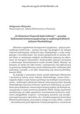 „To Kłamstwo! Kopernik Była Kobietą!” – Sposoby Budowania Komizmu Językowego W Wybranych Filmach Juliusza Machulskiego