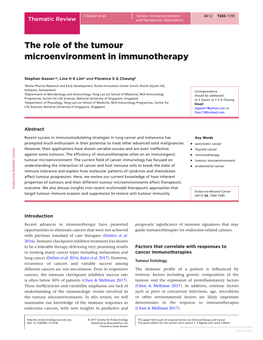 The Role of the Tumour Microenvironment in Immunotherapy