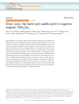Dirac Cone, Flat Band and Saddle Point in Kagome Magnet Ymn6sn6