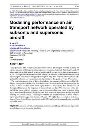 Modelling Performance an Air Transport Network Operated by Subsonic and Supersonic Aircraft