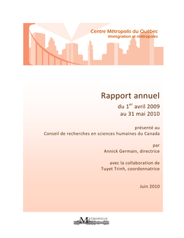 Rapport Annuel Du 1Er Avril 2009 Au 31 Mai 2010