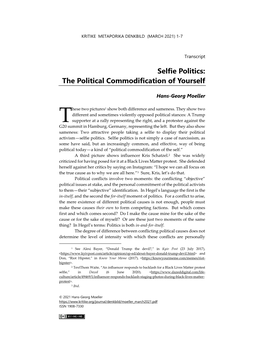 Selfie Politics: the Political Commodification of Yourself
