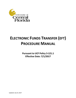 Electronic Funds Transfer (Eft) Procedure Manual
