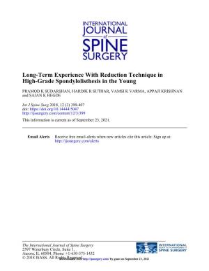High-Grade Spondylolisthesis in the Young Long-Term Experience With