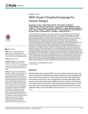 SBOL Visual: a Graphical Language for Genetic Designs