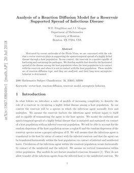Analysis of a Reaction Diffusion Model for a Reservoir Supported Spread