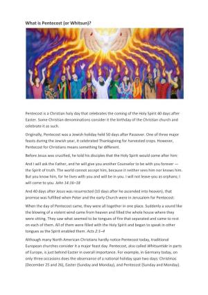What Is Pentecost (Or Whitsun)?