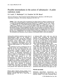 Possible Intermediates in the Action of Adriamycin a Pulse Radiolysis Study E.J