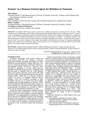 Feratox® As a Humane Control Agent for Wallabies in Tasmania