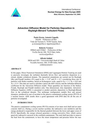 Advection Diffusion Model for Particles Deposition in Rayleigh-Bénard Turbulent Flows