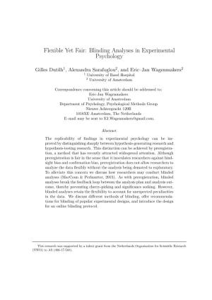 Blinding Analyses in Experimental Psychology