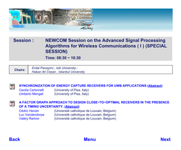 SESSION 680: NEWCOM Session on the Advanced Signal Processing Algorithms for Wireless Communications