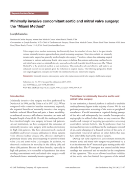 Minimally Invasive Concomitant Aortic and Mitral Valve Surgery: the “Miami Method”