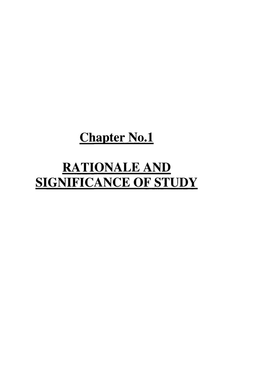 Chapter No.L RATIONALE and SIGNIFICANCE of STUDY