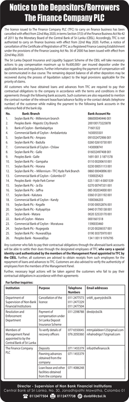 SNBFI Notice the Finance E