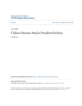 Chilean Minister Attacks President Kirchner LADB Staff