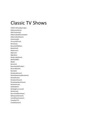 List of Shows Master Collection