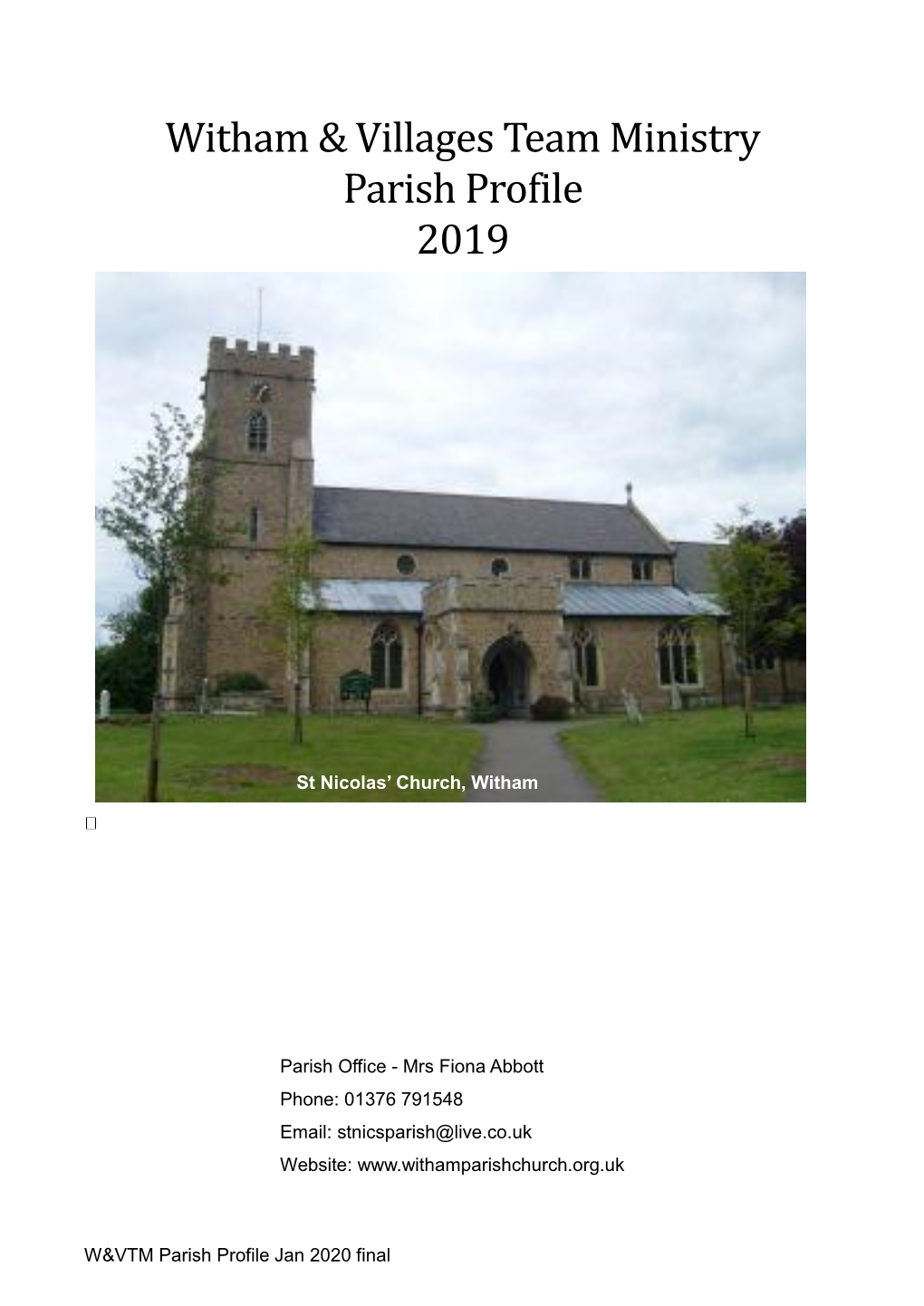 Witham & Villages Team Ministry Parish Profile 2019