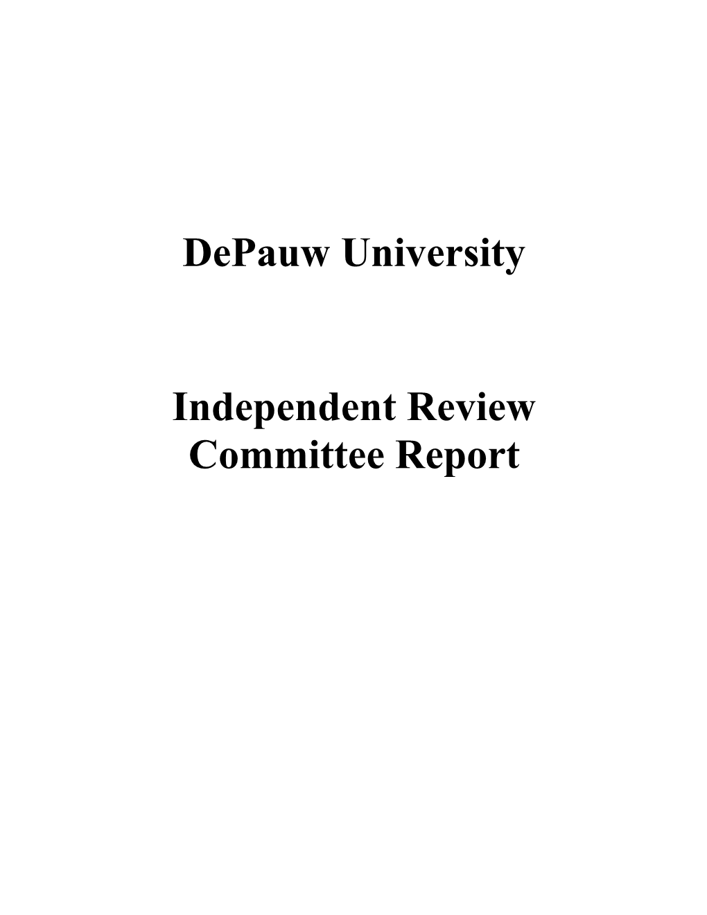 Depauw University Independent Review Committee Report