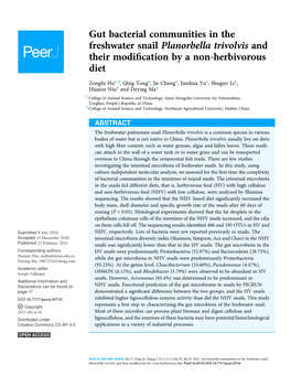 Gut Bacterial Communities in the Freshwater Snail Planorbella Trivolvis and Their Modification by a Non-Herbivorous Diet