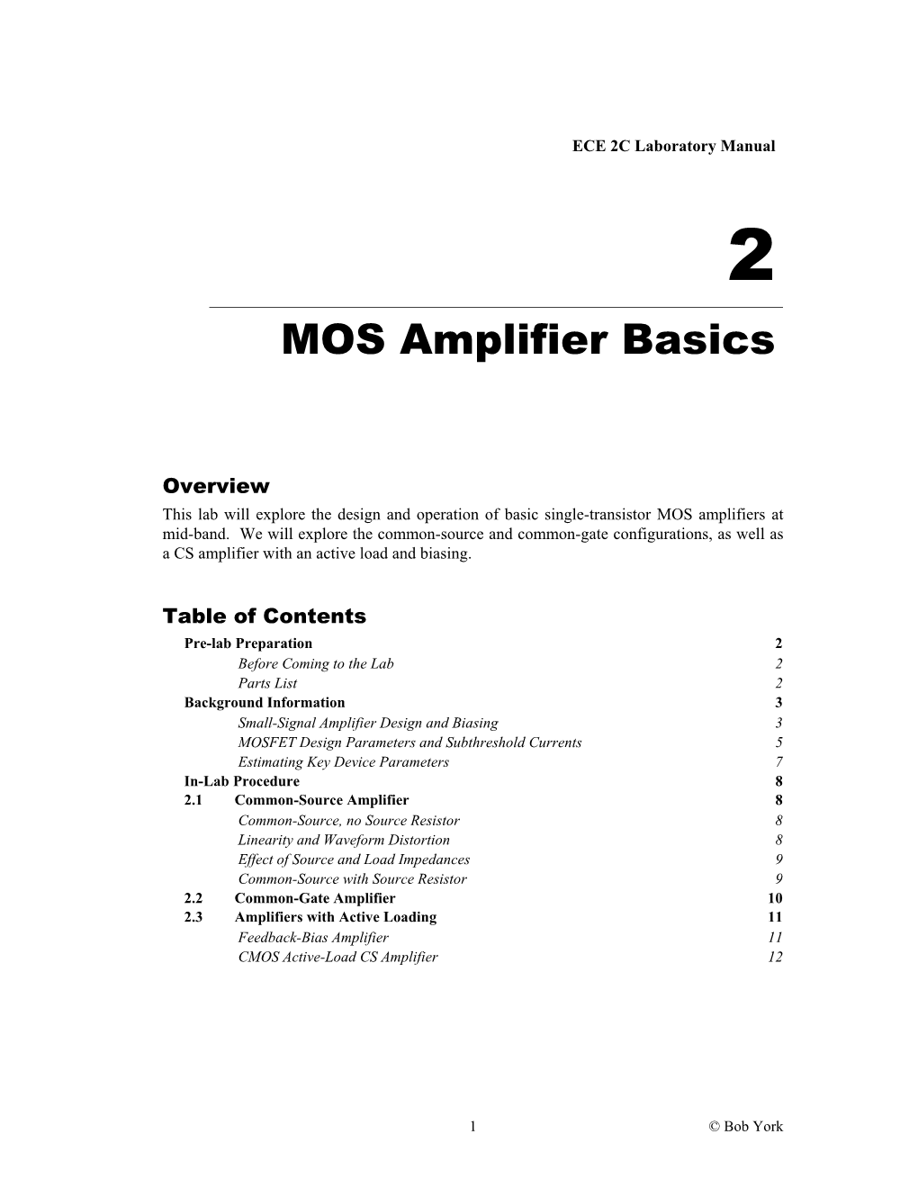 MOS Amplifier Basics