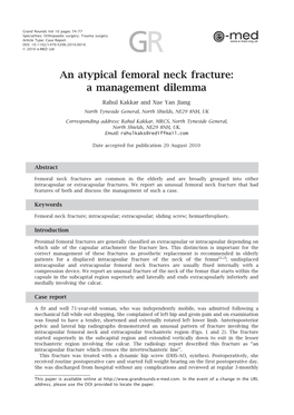 An Atypical Femoral Neck Fracture: a Management Dilemma