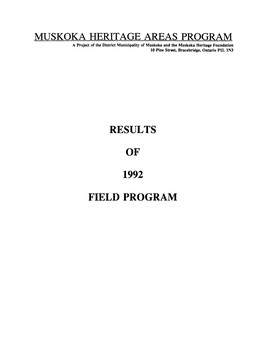 Results of Field Program