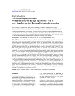 Original Article Unbalanced Upregulation of Ryanodine Receptor 2 Plays a Particular Role in Early Development of Daunorubicin Cardiomyopathy