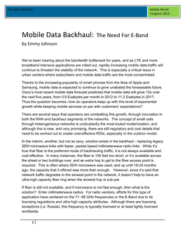 The Need for E-Band