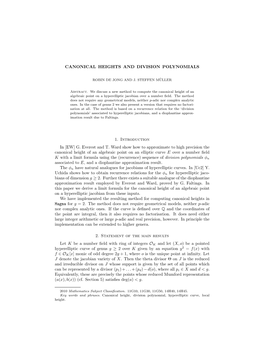 Canonical Heights and Division Polynomials 11