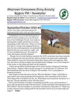 American Connemara Pony Society Region VIII ~ Newsletter