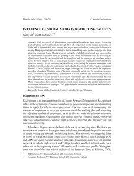 Influence of Social Media in Recruiting Talents