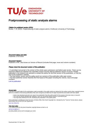 Postprocessing of Static Analysis Alarms
