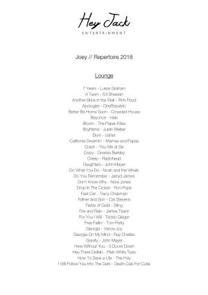 Joey // Repertoire 2018 Lounge