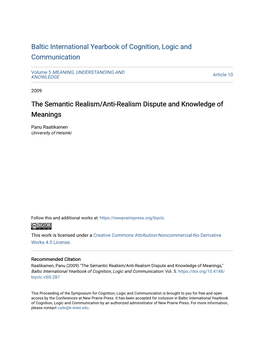 The Semantic Realism/Anti-Realism Dispute and Knowledge of Meanings