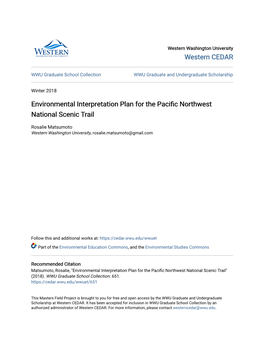 Environmental Interpretation Plan for the Pacific Northwest National Scenic Trail