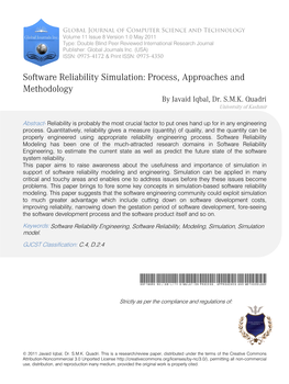 Software Reliability Simulation: Process, Approaches and Methodology by Javaid Iqbal, Dr