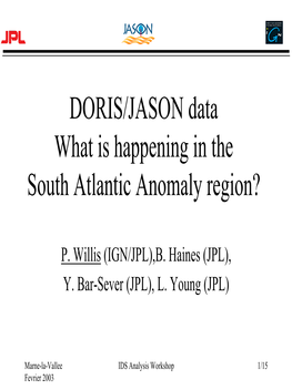 DORIS/JASON Data, What Is Happening in the South Atlantic