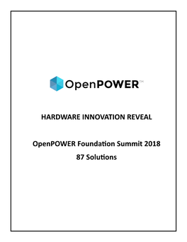 HARDWARE INNOVATION REVEAL Openpower Foundation Summit