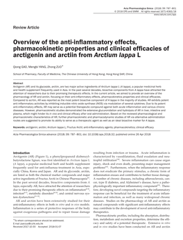 Overview of the Anti-Inflammatory Effects, Pharmacokinetic Properties