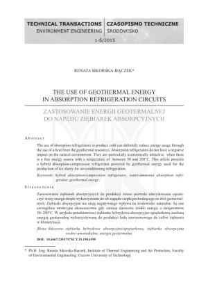 The Use of Geothermal Energy in Absorption Refrigeration Circuits