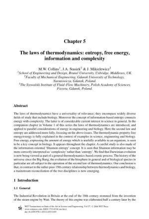 Chapter 5 the Laws of Thermodynamics: Entropy, Free