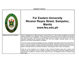 Far Eastern University Nicanor Reyes Street, Sampaloc, Manila